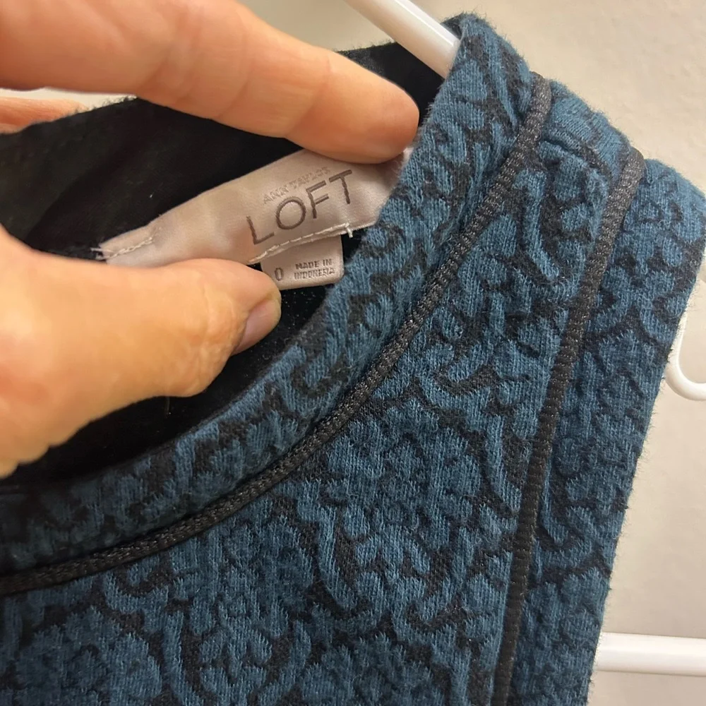 LOFT Teal Patterned Midi Dress - Picture 3 of 3